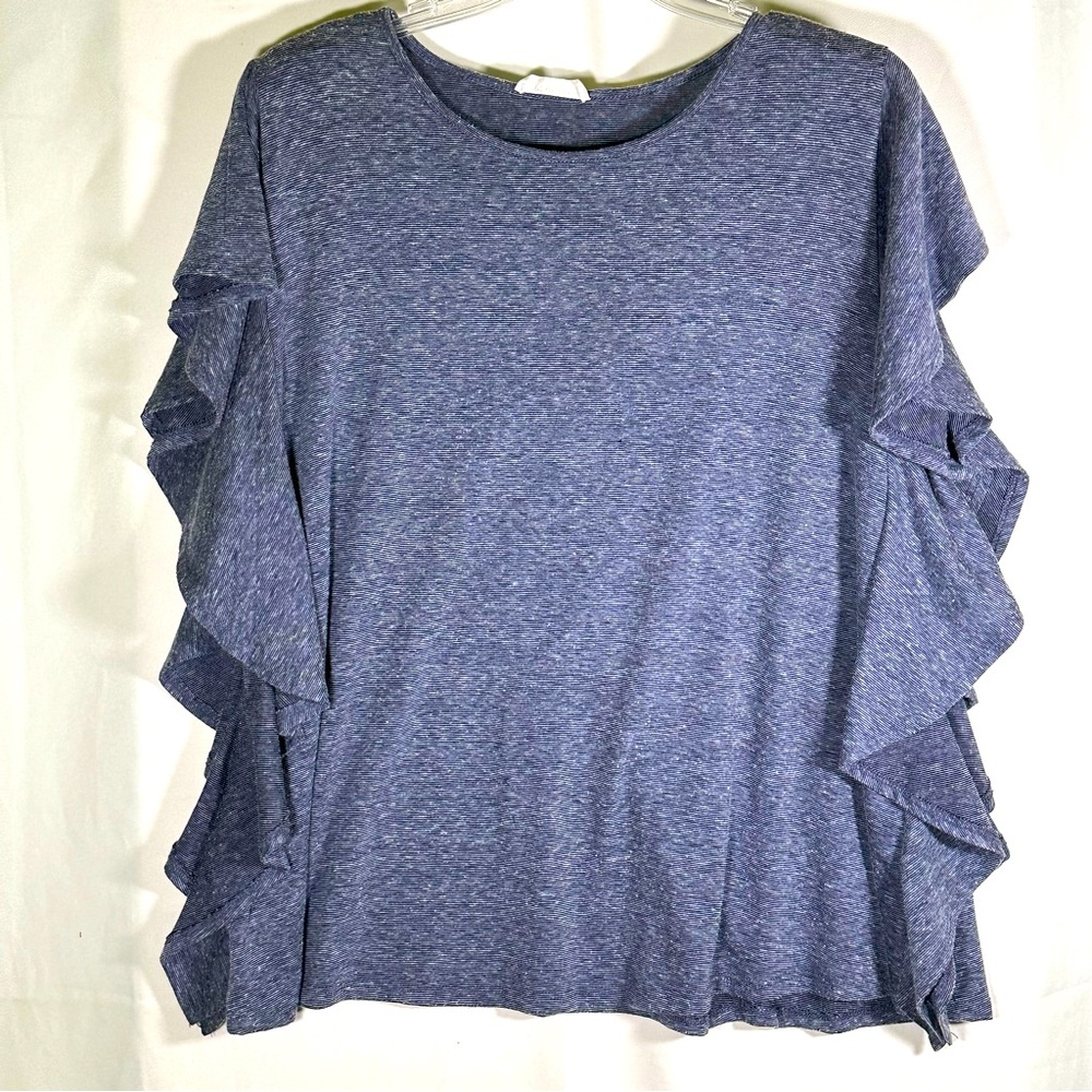 eesome Blue Ruffle Top Lightweight Oversized Sweater Women's size Small
